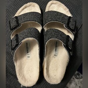 Birkenstock Charcoal Wool Sandals